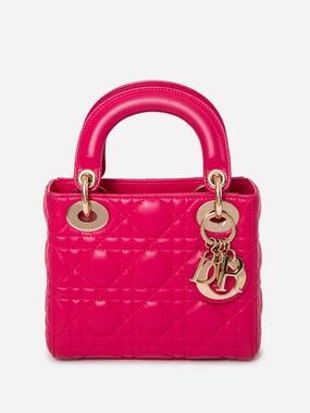 Christian Dior 2013 Pink Lambskin Small Mini Lady Dior Handbag